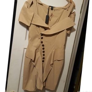 NWT! Tan Military Style Trench Dress!